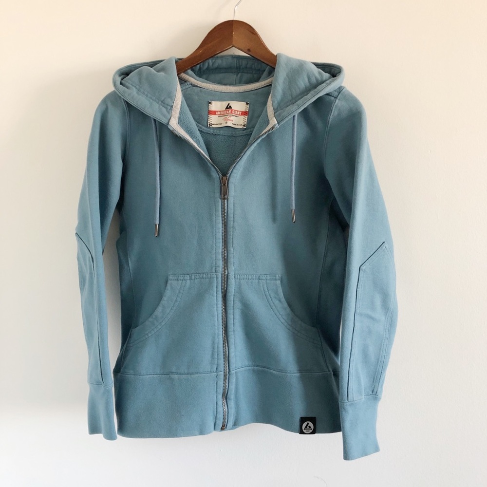 American Giant Blue Heavyweight Full Zip Hoodie S